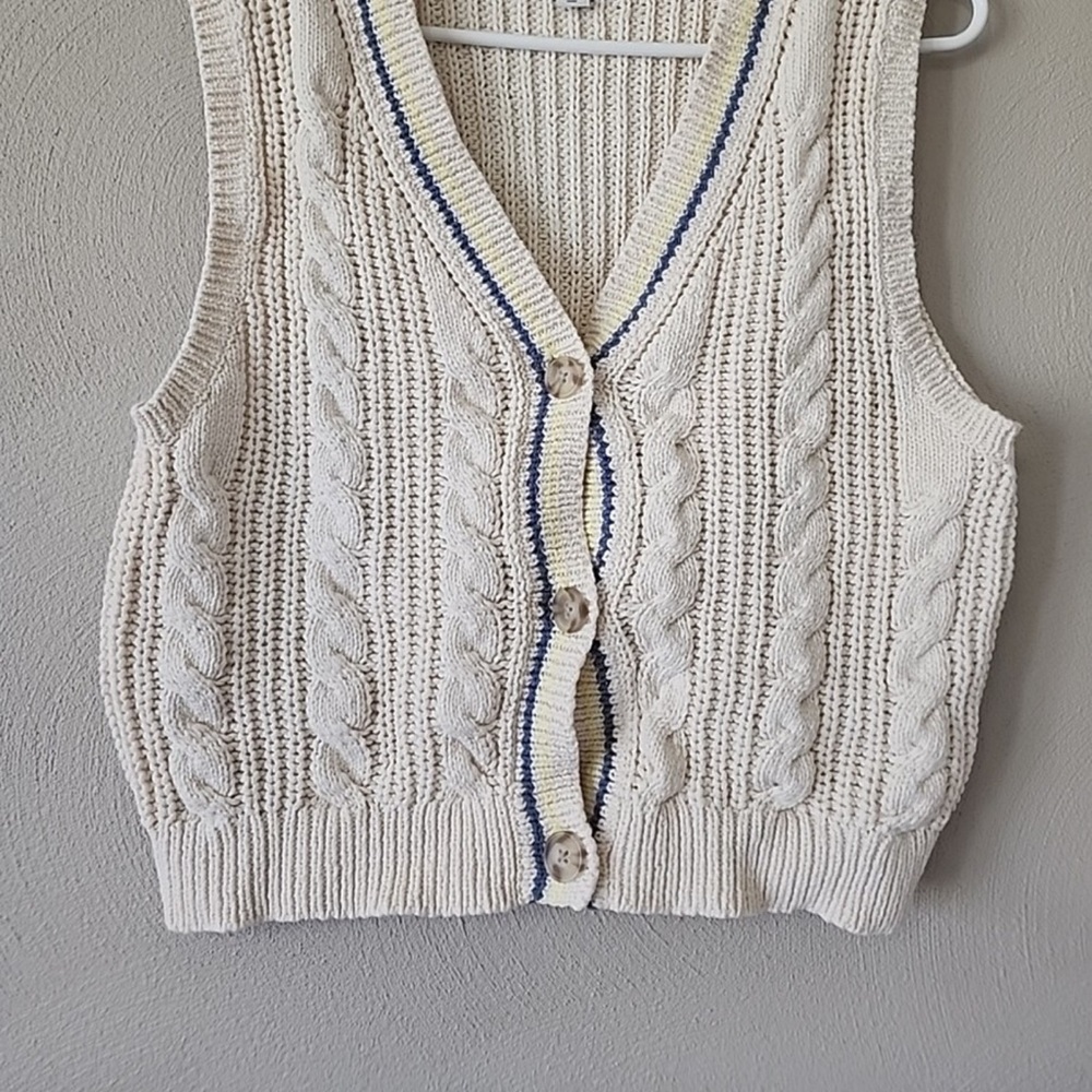American Cable Knit Cream Sweater Vest